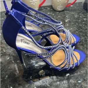 Women’s Fioni Night Blue Diamond Like Shoes Heels SZ 7.5W